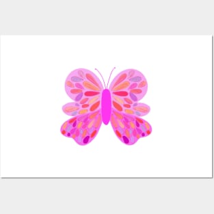 Multicolored pink and orange butterfly Posters and Art